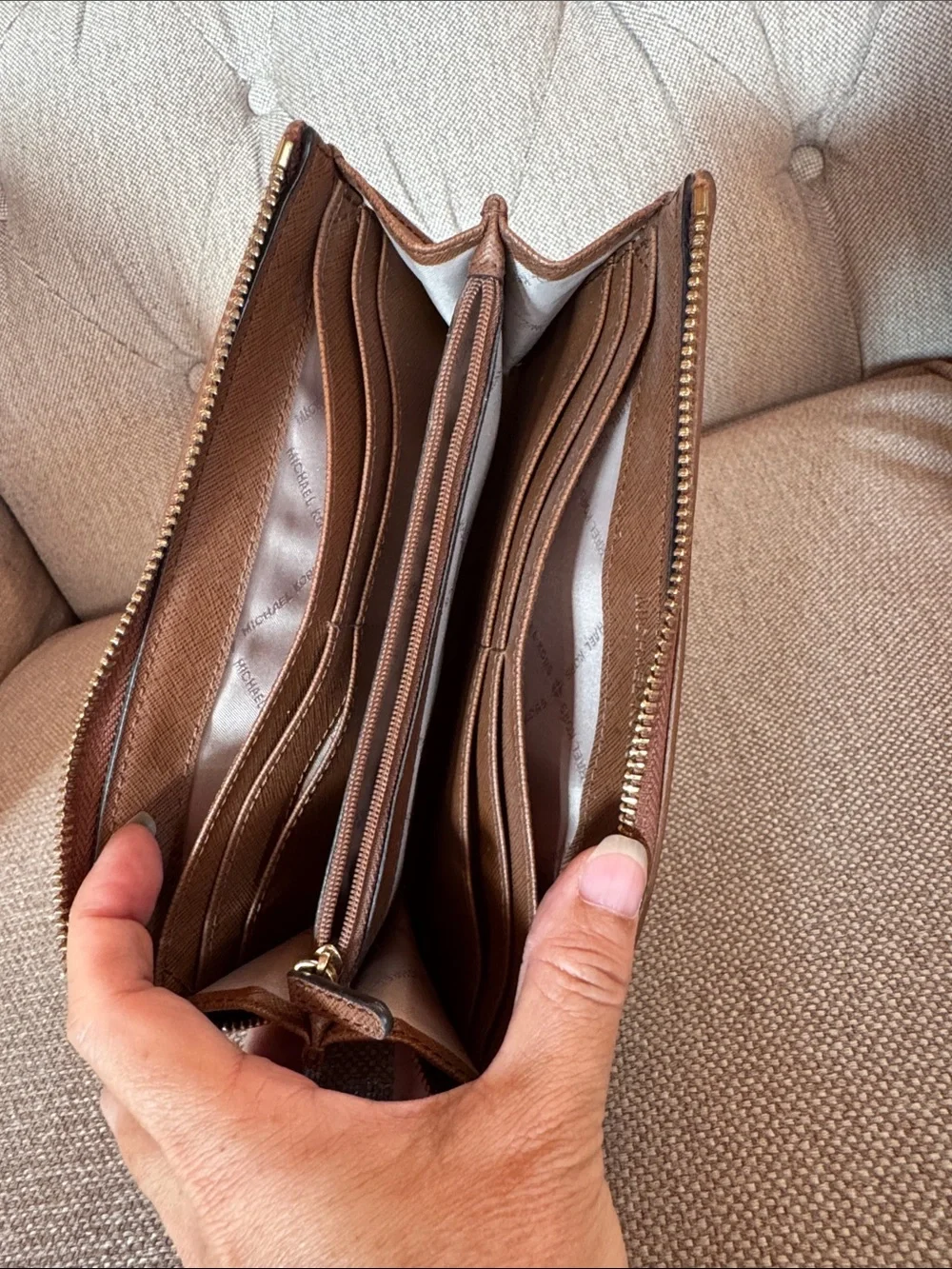 Michael Kors Brown Signature MK Zip Wallet